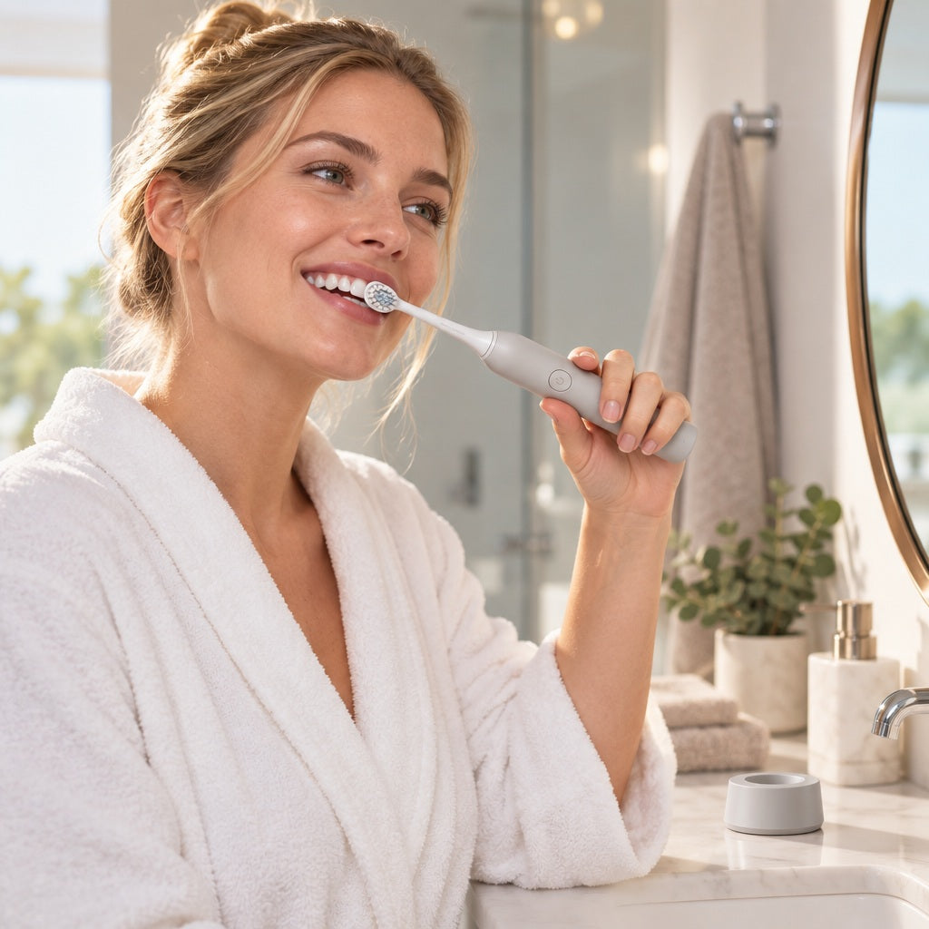 Qsfdsz™ Sonic Electric Toothbrush with Wireless Charging Base — lifestyle setting