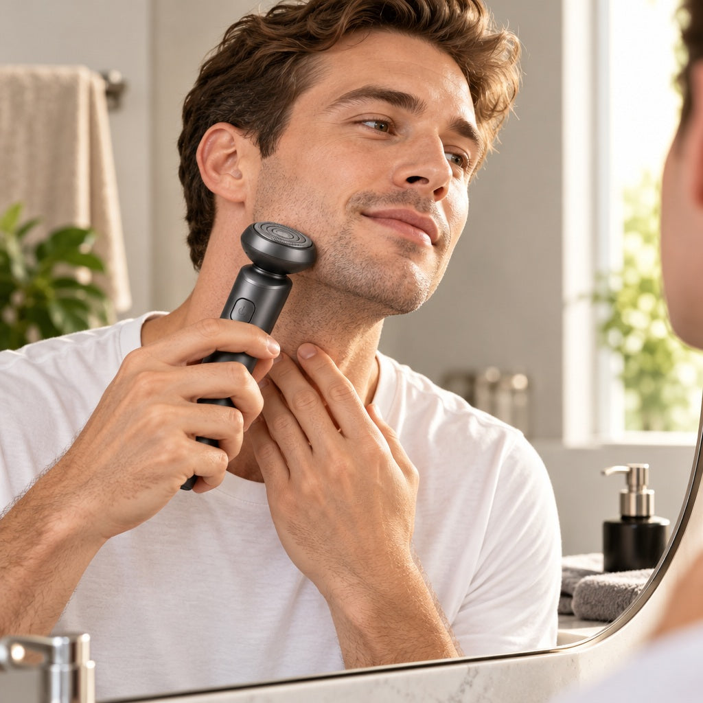 Qsfdsz™ Compact Rotary Electric Shaver — lifestyle setting