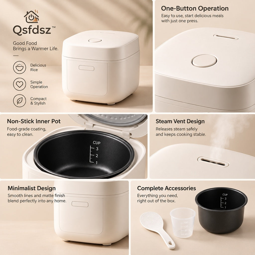 Qsfdsz™ Smart Rice Cooker, 4-Cup Uncooked Capacity — design details