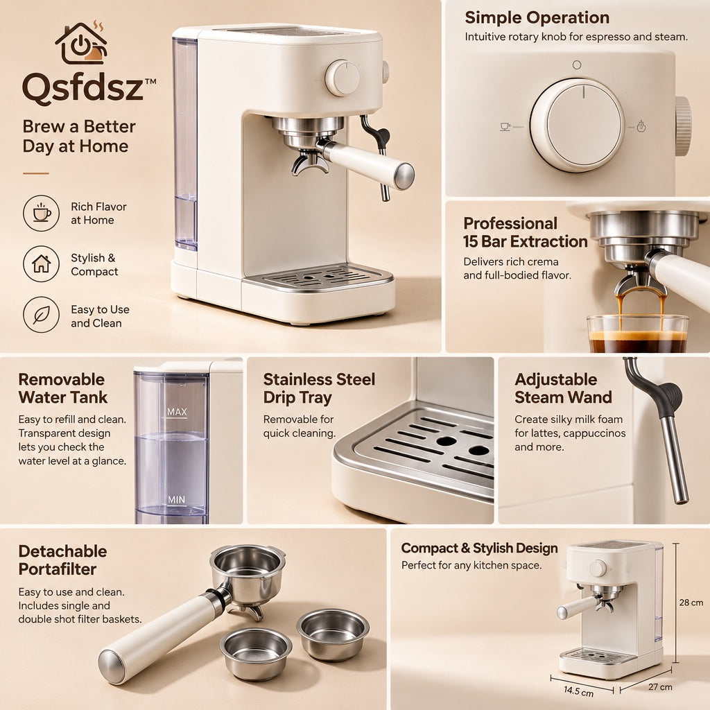 Qsfdsz™ Compact Espresso Machine with Steam Wand — design details