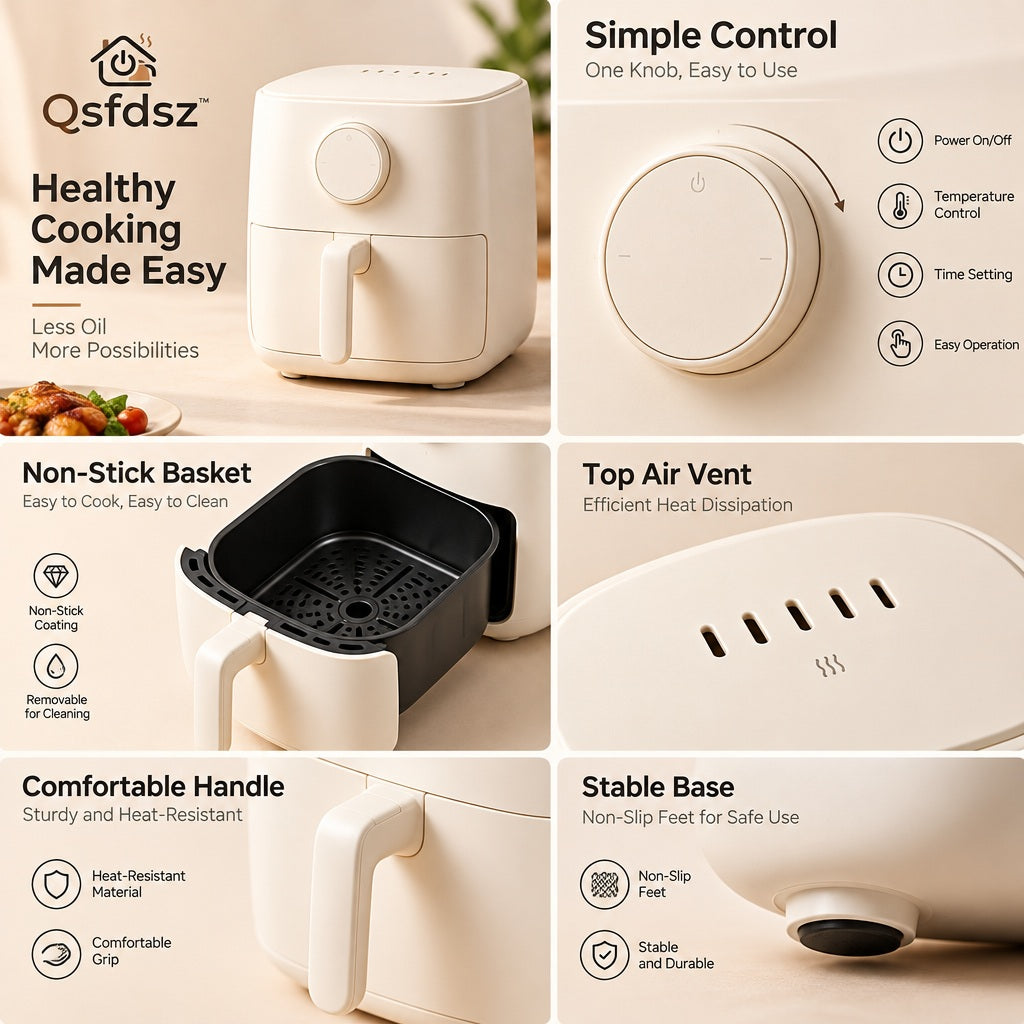 Qsfdsz™ Compact Air Fryer, 4-Quart Capacity — design details