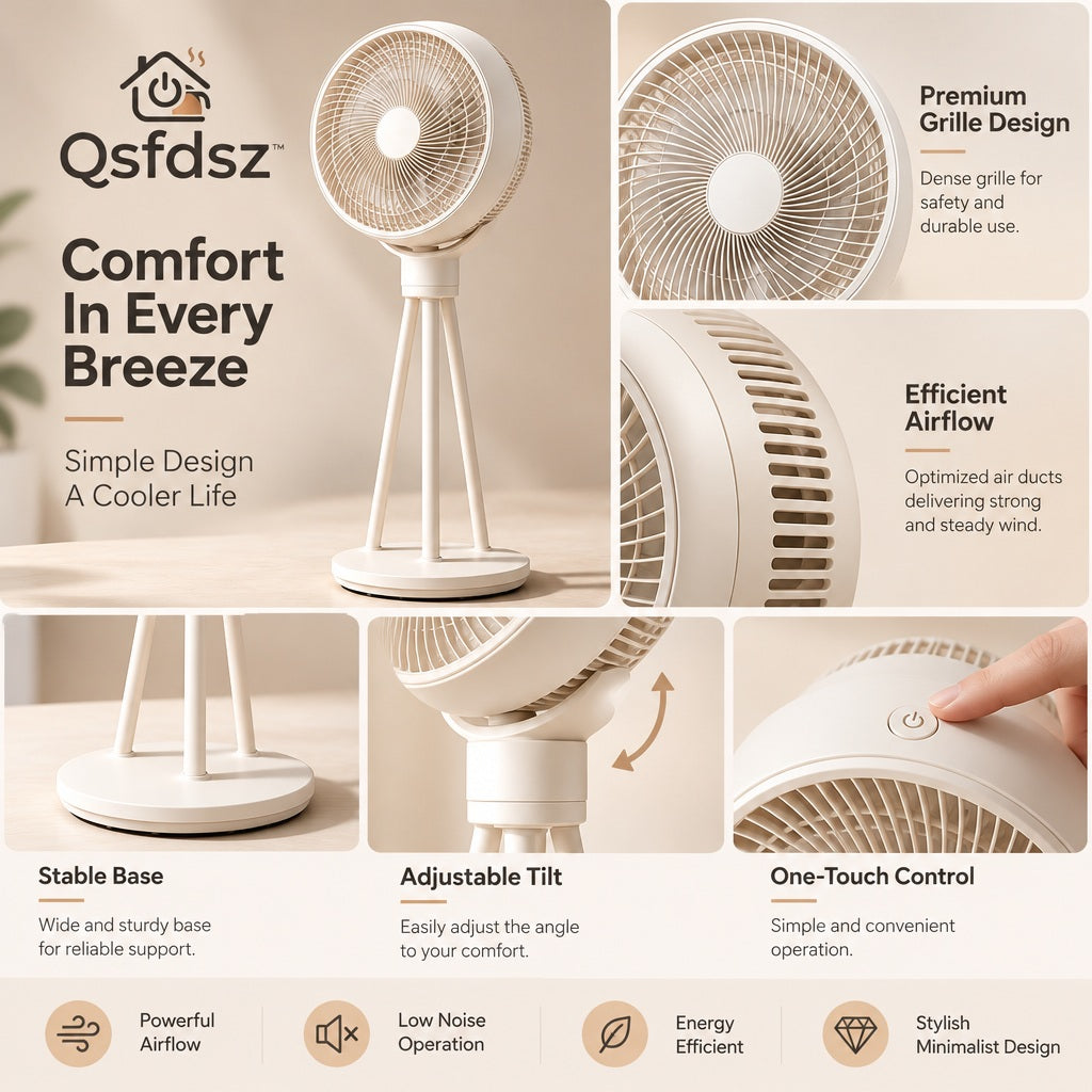 Qsfdsz™ 3-Speed Oscillating Circulation Fan — design details